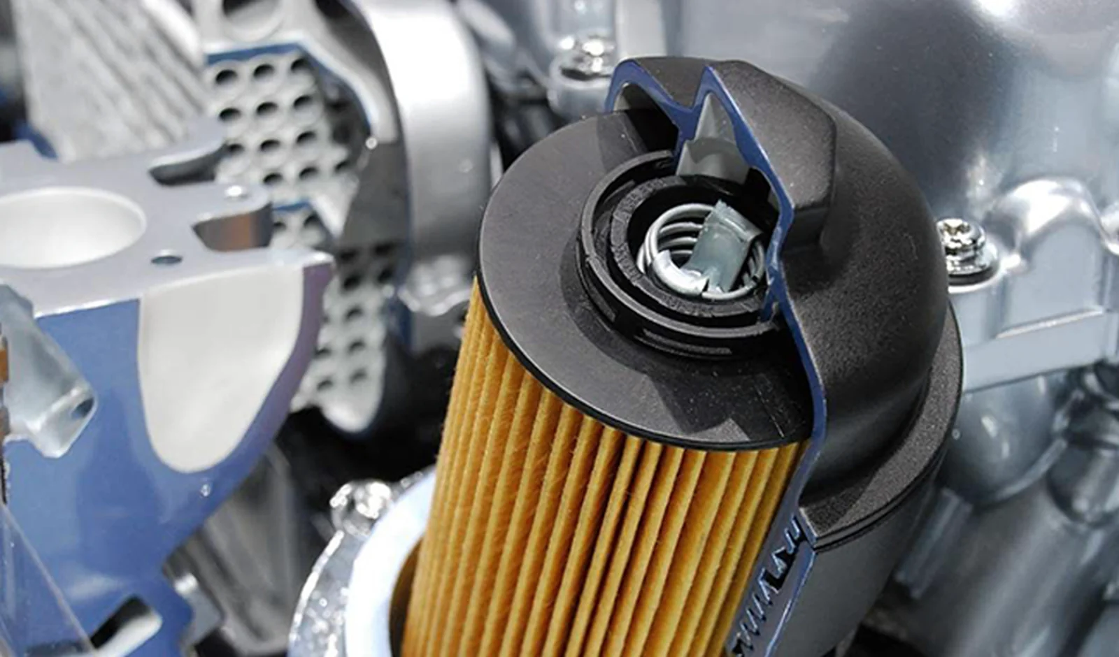 Elemento filtrante HS instalado en un motor